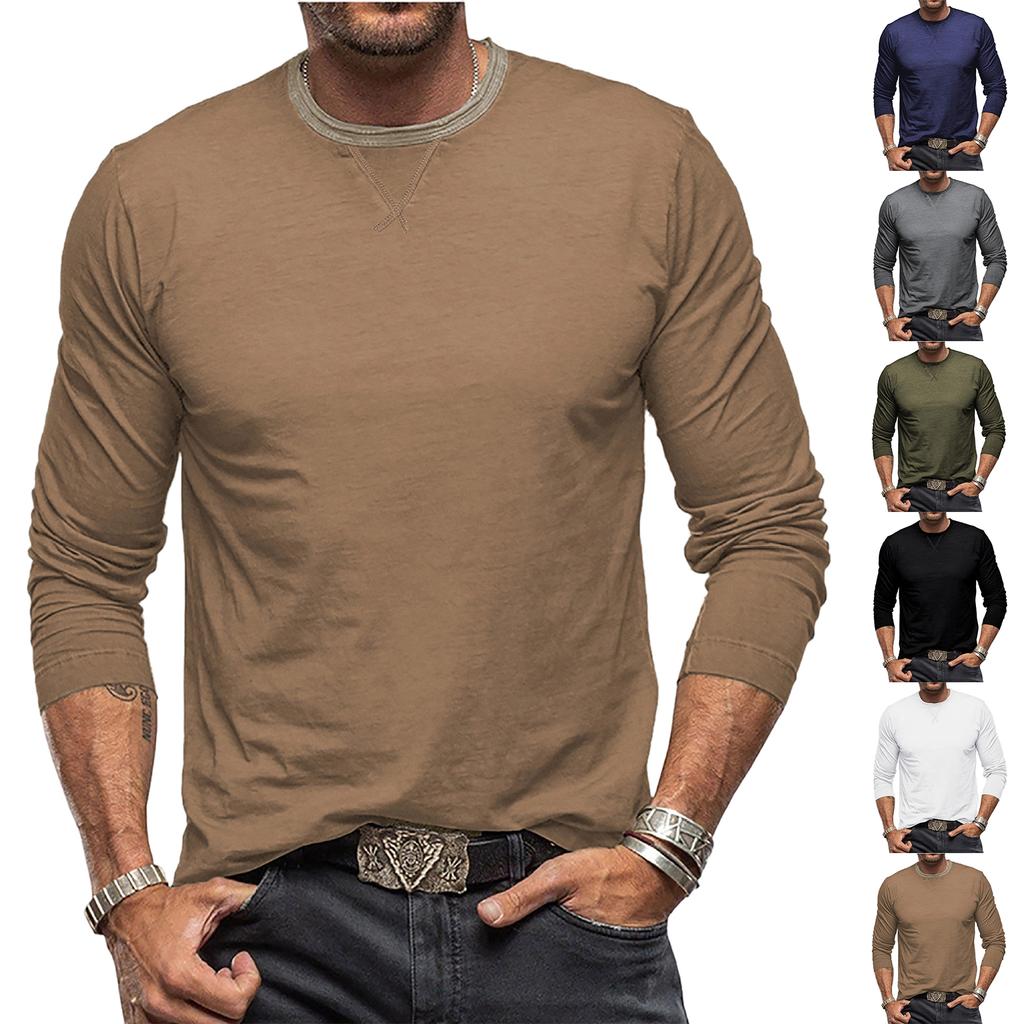 Men'S Round Neck Long Sleeved Fashionable Casual Sports Top