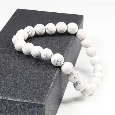 Vysoce kvalitní náramky z přírodního kamene pár korálků na dálku Černá lávový kámen bílý Stretch Charm Náramek Strand Muži Šperky