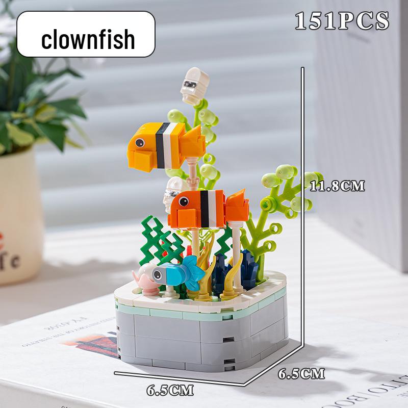 Compatible Lego Insect & Animal Building Blocks: Educational Flower Assembly Toy & Holiday Gift for Kids' Desktop Ornaments