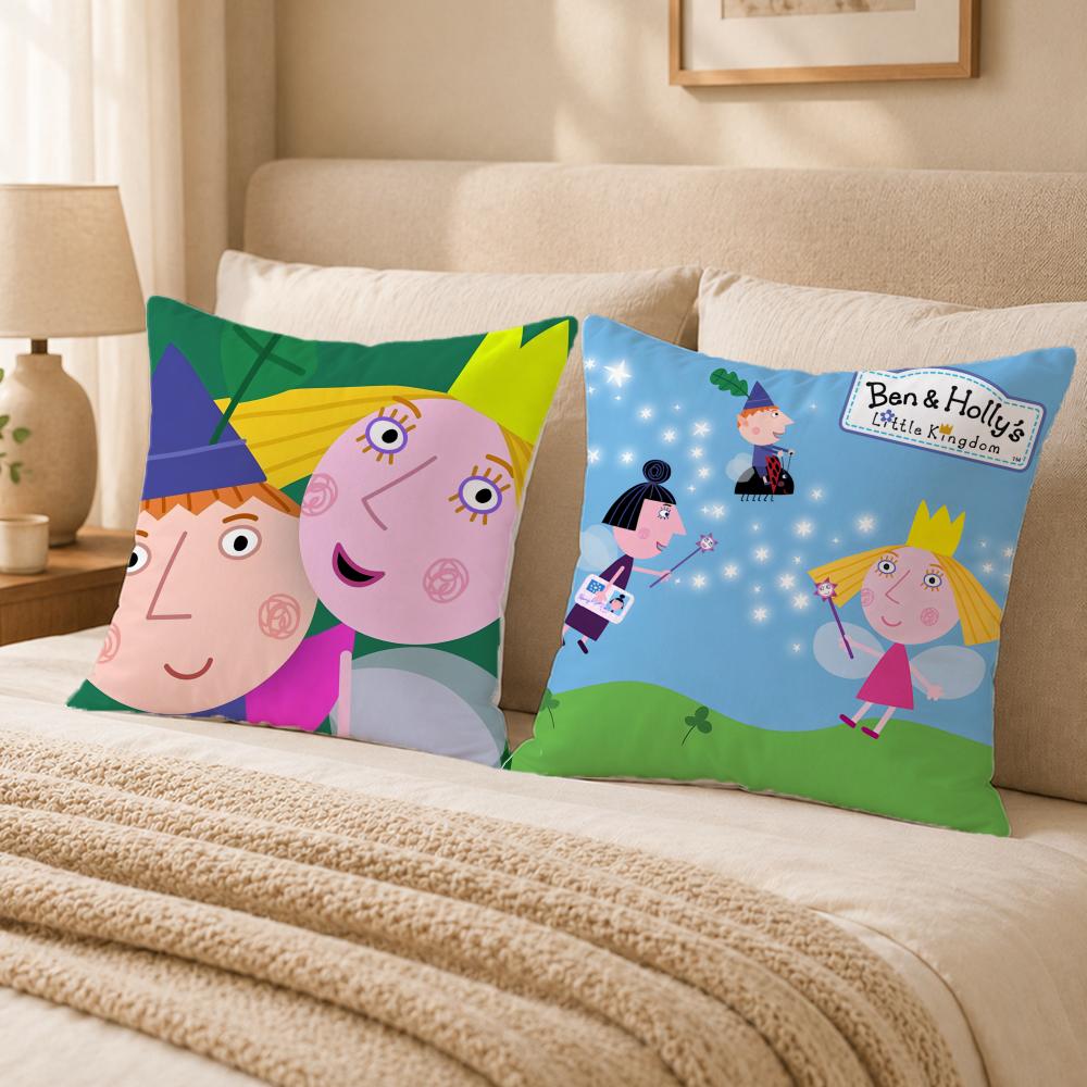 Housse de coussin dessin animé B-Ben Et Holly Petit Royaume Housse de coussin imprimée recto-verso Hypoallergénique Anti-acariens