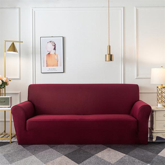 Spandex Sofa Slipcovers Stretch Elastic Couch Cover For Living Room Solid Color Anti -Slip Washable Furniture Protector Covers
