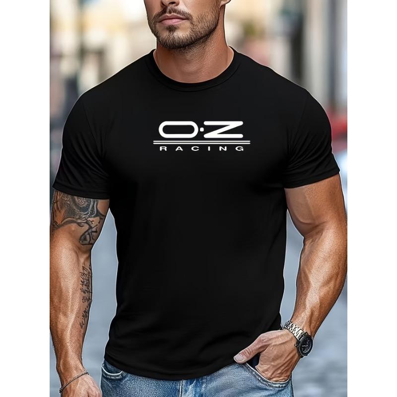 European sizes Men S OZ Racing Pattern Summer Casual Round Neck Short T-Shirt S