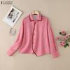 ZANZEA Women Stripe Print Loose Casual Long Sleeve Blouse