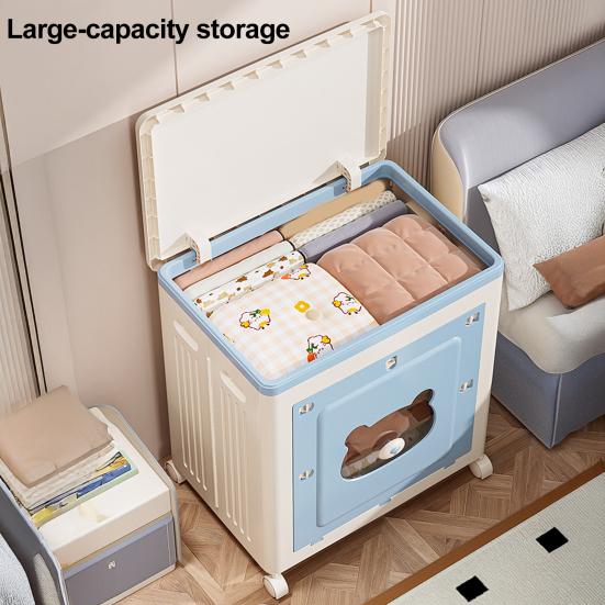 Yousheng Stackable Storage Bin with Lid Foldable Storage Box with Door And Casters Collapsible Rolling Organizer for Bedroom Closet Living Room