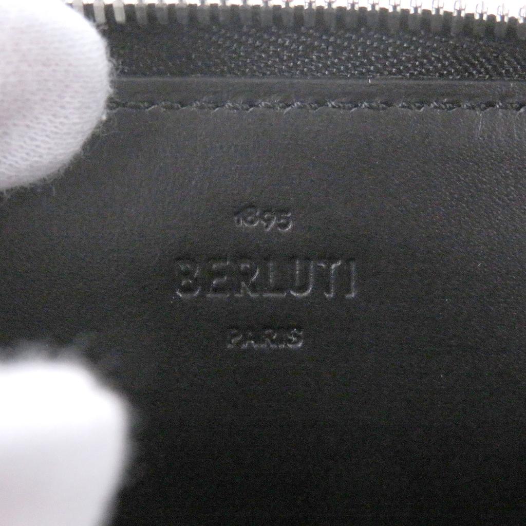 Great BERLUTI Card Case Core Logic Calligraphy Scritto L-shaped zipper Burgundy Used