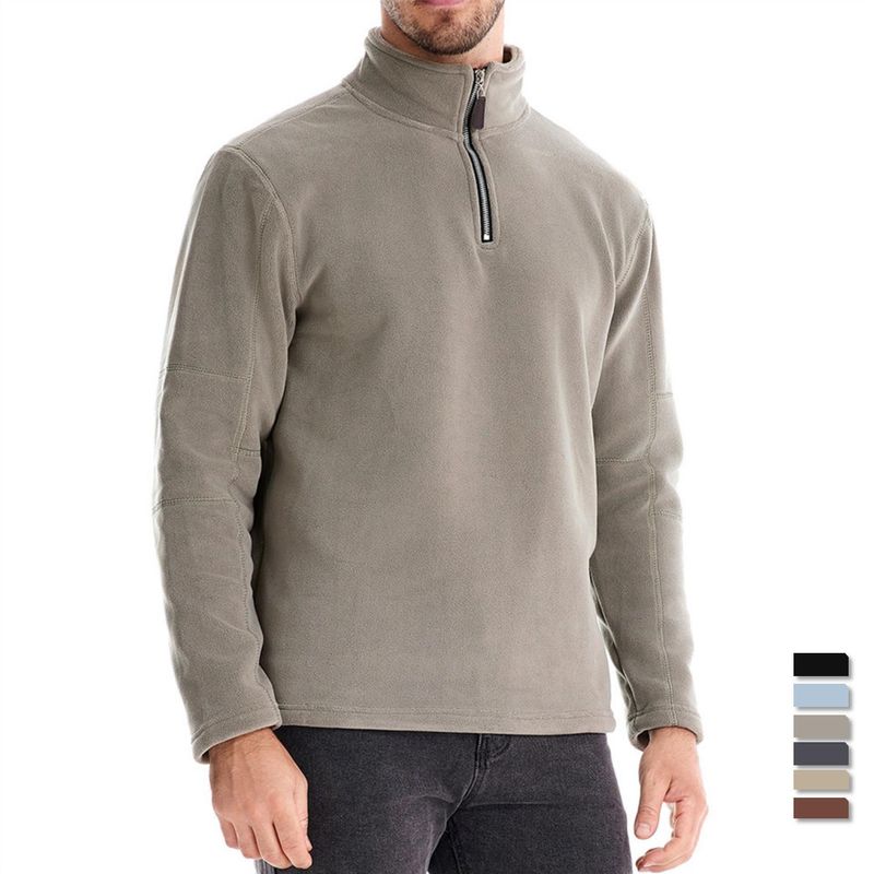 

2025 Casual Solid Color MEN S Fleece Top White XXL