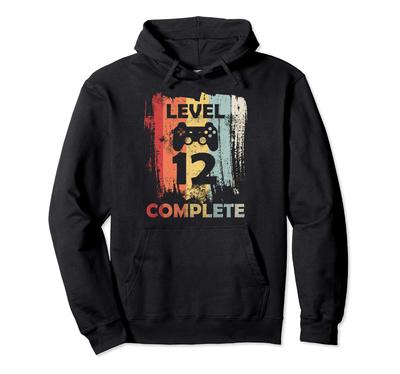 Level 12 Complete Funny Video Gamer's 12th Birthday Gift Hoodie