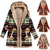 Women Winter Warm Coat Casual Patchwork  Loose Boho Jacket  Women Long Sleeve Hooded Outwear Fashion Streetwear Lady Clothes