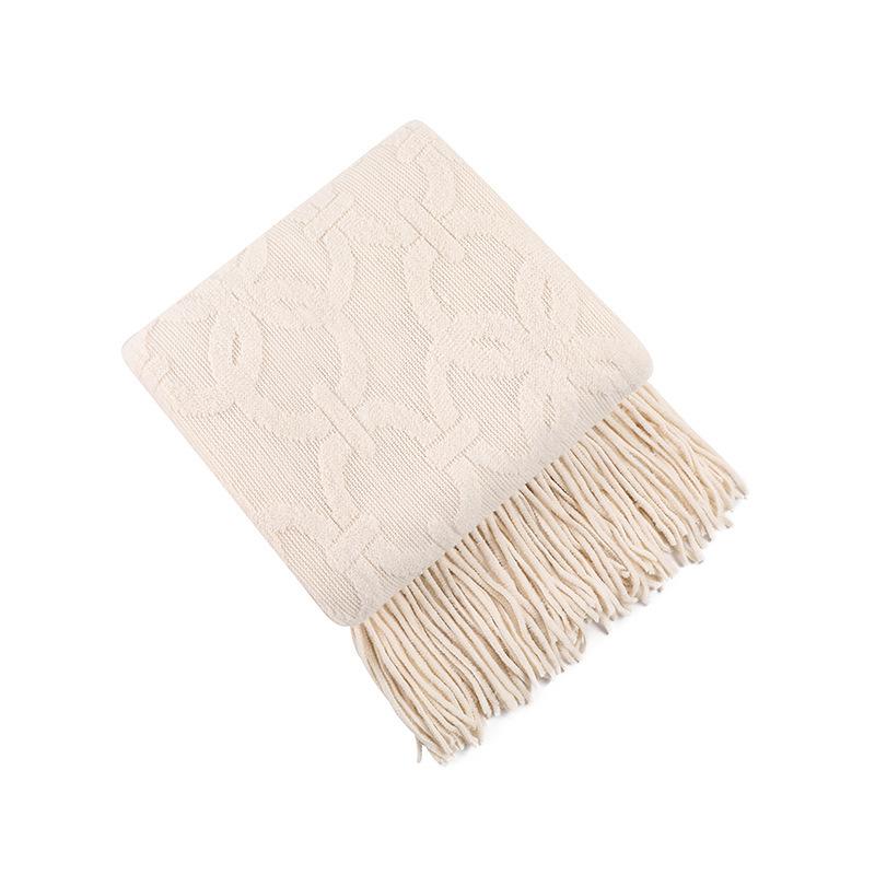 American-Style All-Season Wool Knitted Jacquard Throw Blanket