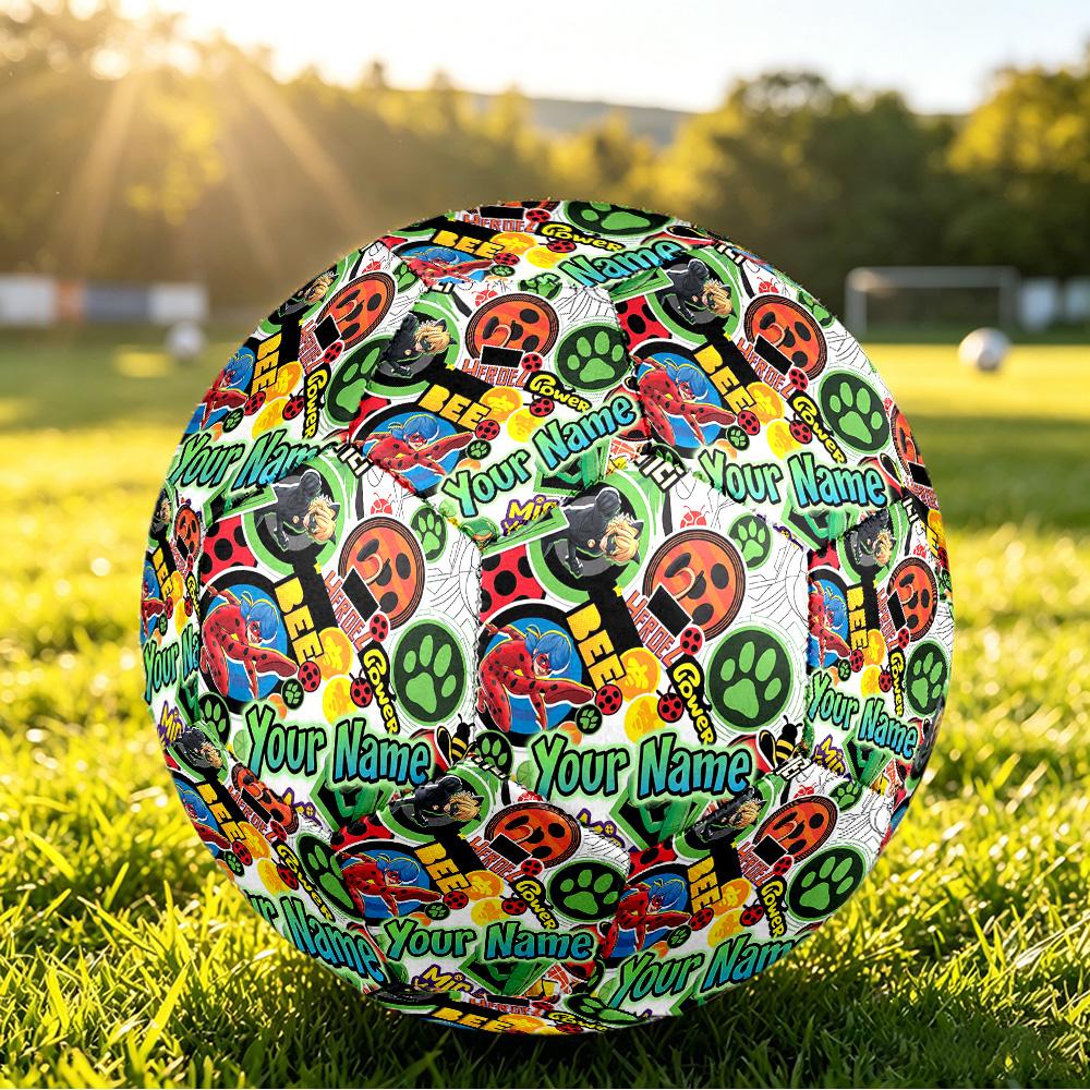 Custom Name Text Size 5 Football,Miraculous Ladybug Standard Training Soccer Ball