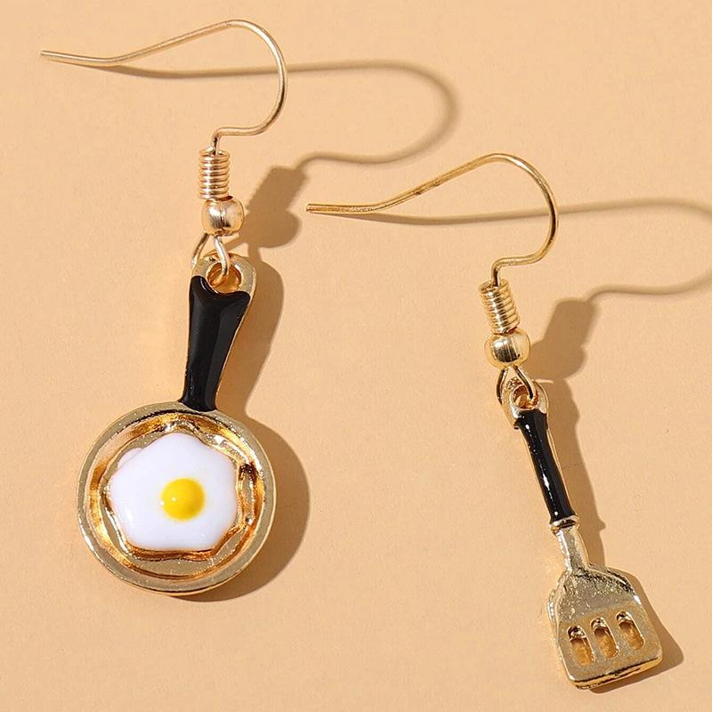Jewelry Earrings, Alloy Color, Dripping Oil, Pan, Omelette, Spatula, Earrings, Pendant, Key Pendant.