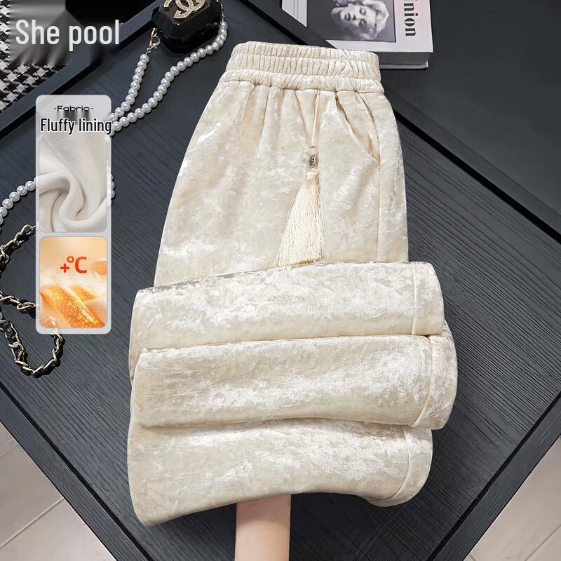 

Women s New Chinese Style Velvet Wide-Leg Warm Pants M