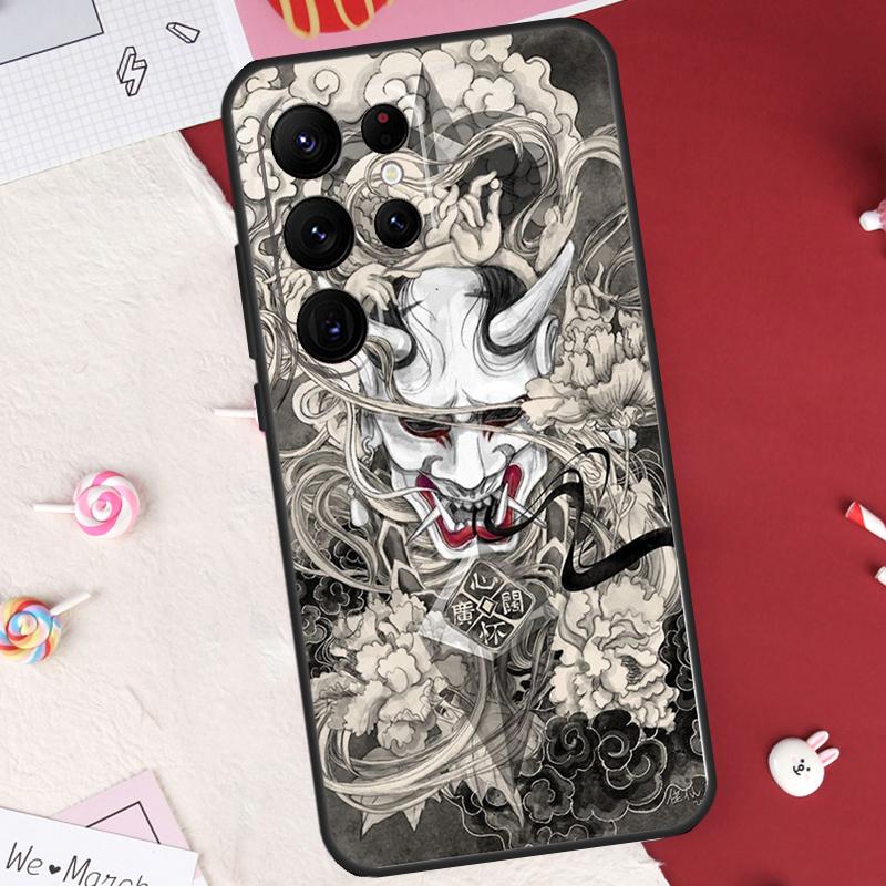 Samurai Oni Mask Case For Samsung Galaxy S26 Ultra S23 S22 S21 S20 S24 S25 Ultra S10 Plus S25 FE Cover Shell