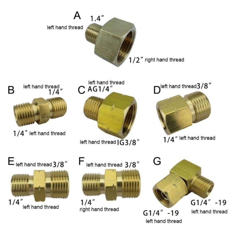 Wielofunkcyjne miedziane adaptery redukcyjne gazu 3/8 cala wewnętrzny 1/4 cala zewnętrzny gwint lewoskrętny do systemów propanowych