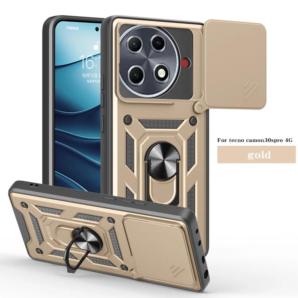 Funda for Tecno Camon 30s Pro 4G Case Slide Camera Protection Rotatable Ring Stand Back Cover for Tecno Camon 30S Pro 4G Capa