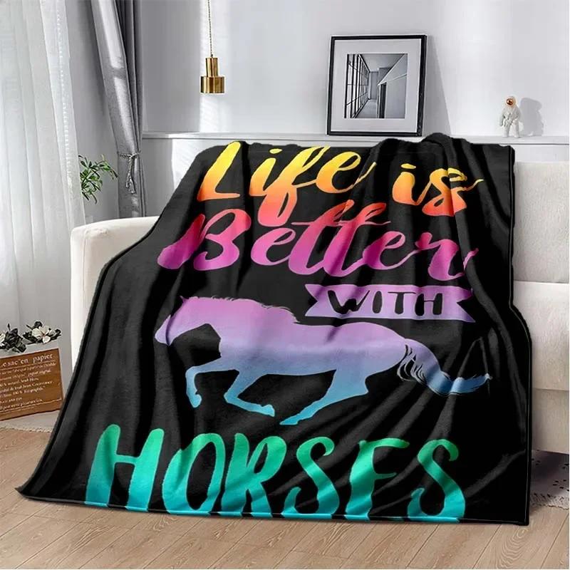 3D Print Cartoon Pentium Horse Flannel Blanket,Multi-purpose Holiday Gift Blanket Warm And Soft Blankets All Seasons