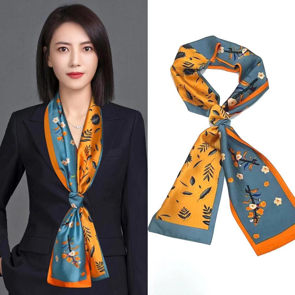Narrow Silk Scarf, Women'S Streamer, Hair Accessories, Tied Bag, Small Scarf, Printed Headband, Silk Long Silk Scarf.