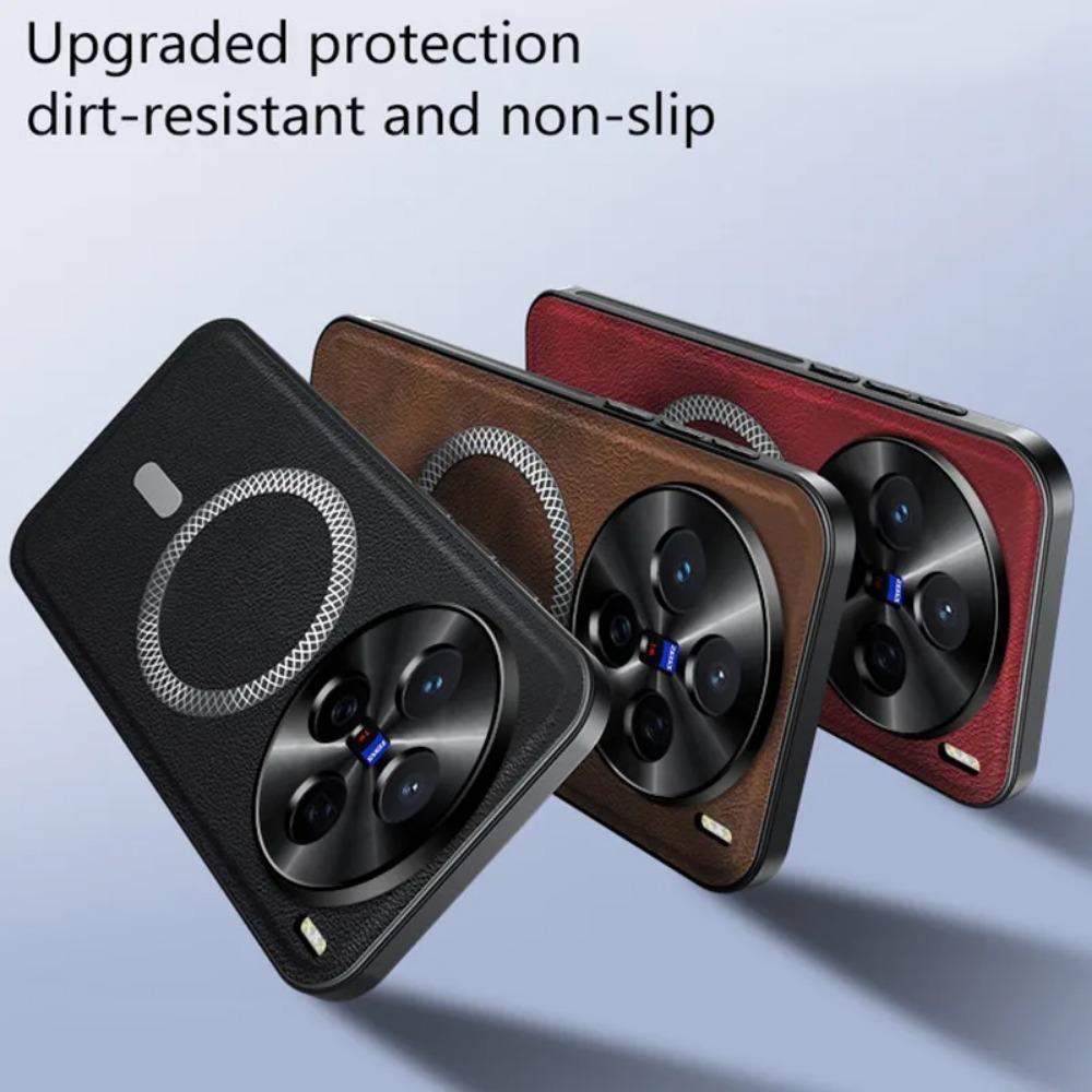 Retro Kožené Magnetické Pouzdra na Telefon Pro VIVO X200 Pro Mini X100Pro X200 Ultra Business Kovová Ochrana Fotoaparátu Nárazuvzdorný Kryt