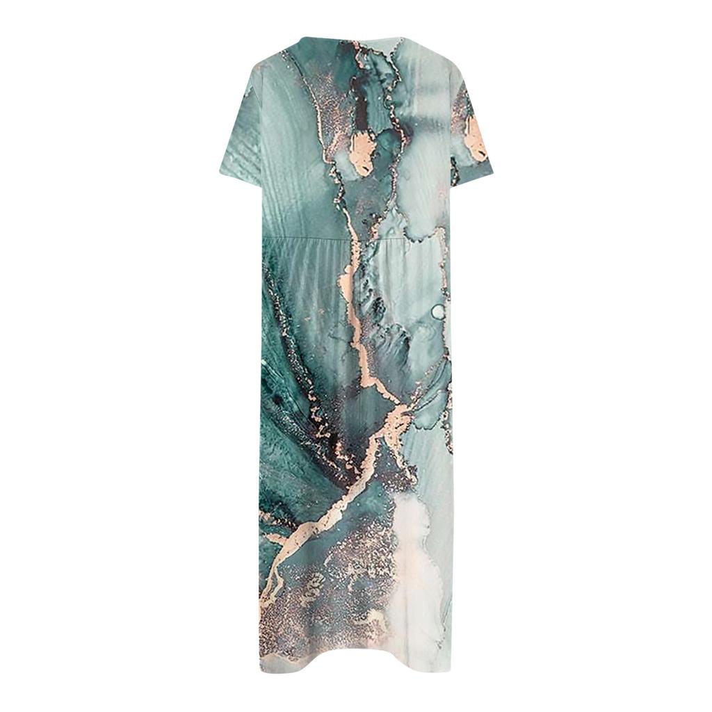 Women's Casual Dresses Printed Dresses Summer Dresses Printed Pleated Round Neck Midi Dresses Basic Classic Outdoor Daily Short Sleeve Loose Dresses