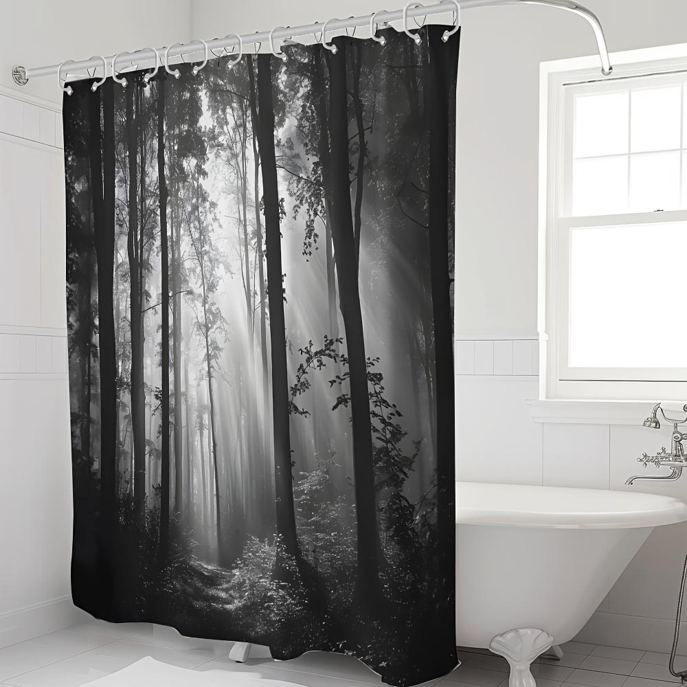 1Pcs Halloween Decoration Gothic Style Forest Pattern Shower Curtain Bathroom Decor Halloween Decoration Indoor Showr Curtain
