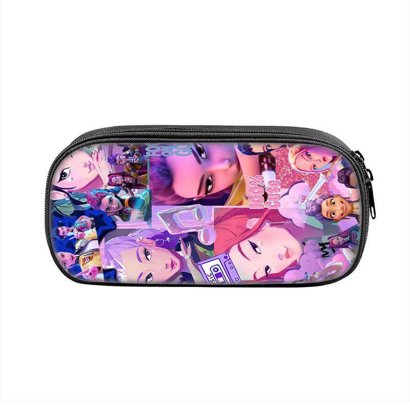 Kpop Demon Hunters Portable Pencil Pouch Nylon Storage Case For Kids And Teens