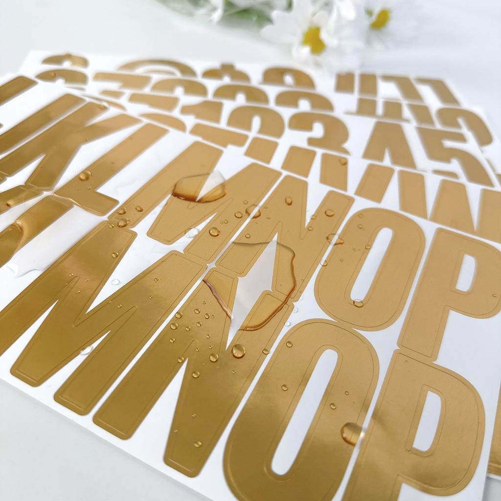 2.5-inch Gold Stamping Letter Sticker Large Alphanumeric Symbol Sticker Self-adhesive DIY Car Mailbox Decoration Sticker