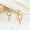 5 Pcs Nose Ring Hoops for Women Geometry Heart Rhinestone U Shaped Nose Hoops Gold Plated Faux Nose Piercing Jewelry