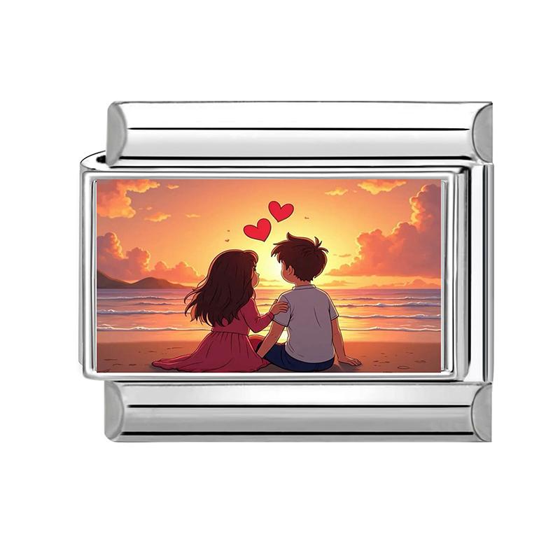 New Romantic Valentine's Love Series Pink Heart Italian Charm Links Fit 9mm Stainless Steel Bracelet DIY Making Jewelry Gift