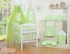 Large chiffon mosquito net for a baby cot with hanging hearts and a bow - green