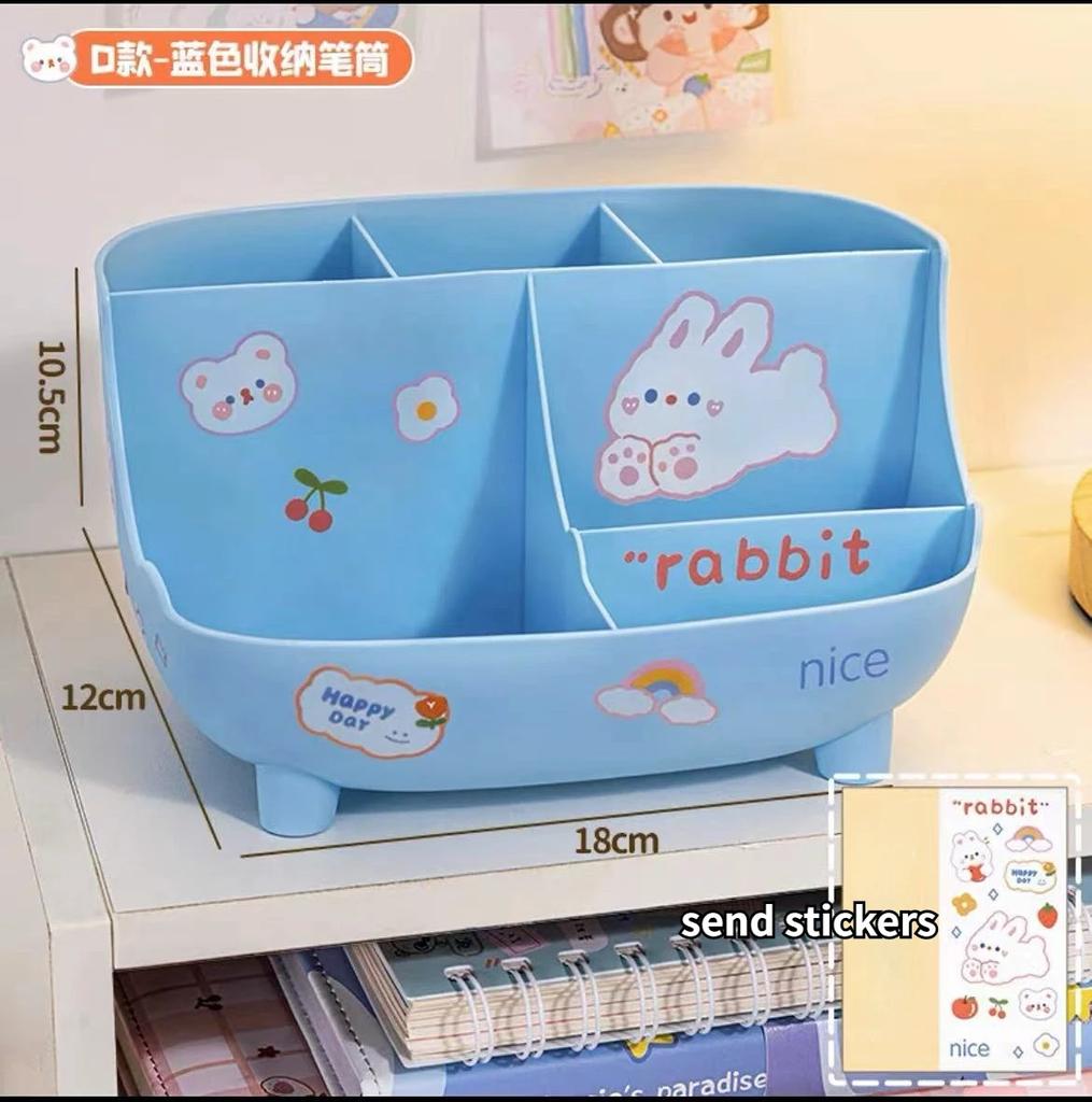 Kawaii Desktop Pen Holder Large-capacity Adorable Stationery Storage Box Creative Cartoon Pencil Holder Ins Desk Organizer for Girls