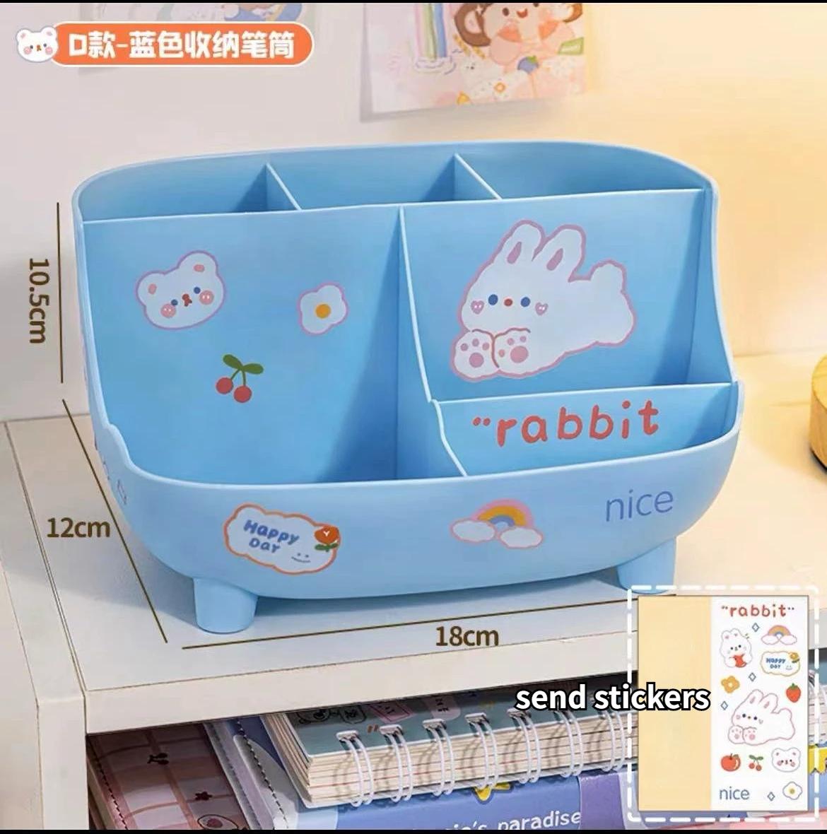 

Kawaii Desktop Pen Holder Large-capacity Cute Stationery Storage Box Creative Cartoon Pencil Holder Ins Desk Organizer for Girls Practical Use