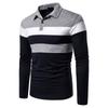 Men's Long-Sleeve Polo Shirt, 3-Color Design, Trendy European & American Casual Fashion T-Shirt 2023.