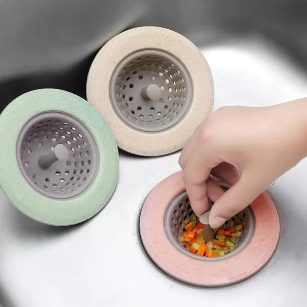 Anti-clogging Filter Silicone Wheat Straw Portable Bathroom Hair Filter Mesh Kitchen Sink Floor Durable Drain Cover Waste Plug