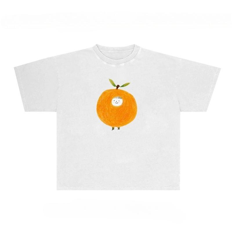 

Orange Boy Graphic Print Autumn Pure Cotton Unisex T-shirt Short Sleeve Street Fashion Trend Clothing Kpop Harajuku Kawaii 4XL