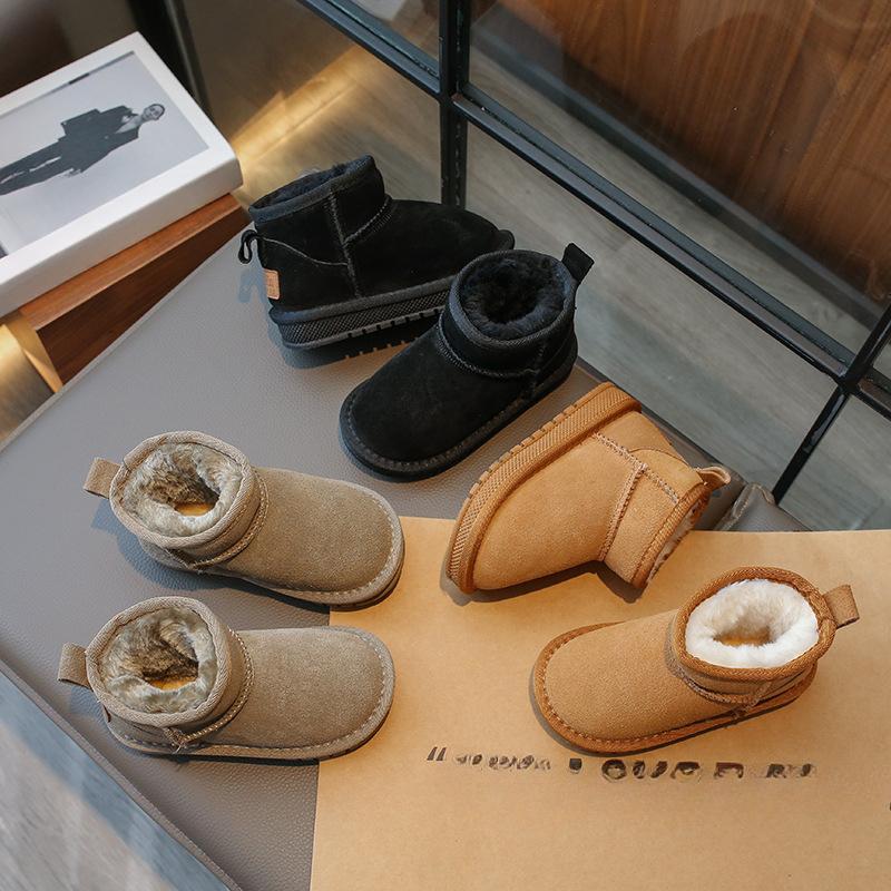 New Winter Boys and Girls Plus Velvet Thick Waterproof Non-slip Comfortable Soft-soled Cotton Boots