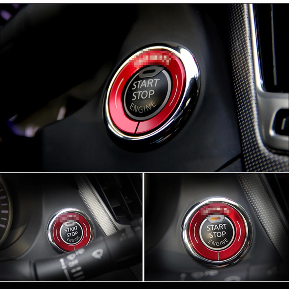 2X RED Carbon Fiber Car Start Stop Engine Button Cover For Infiniti Q50 Q60