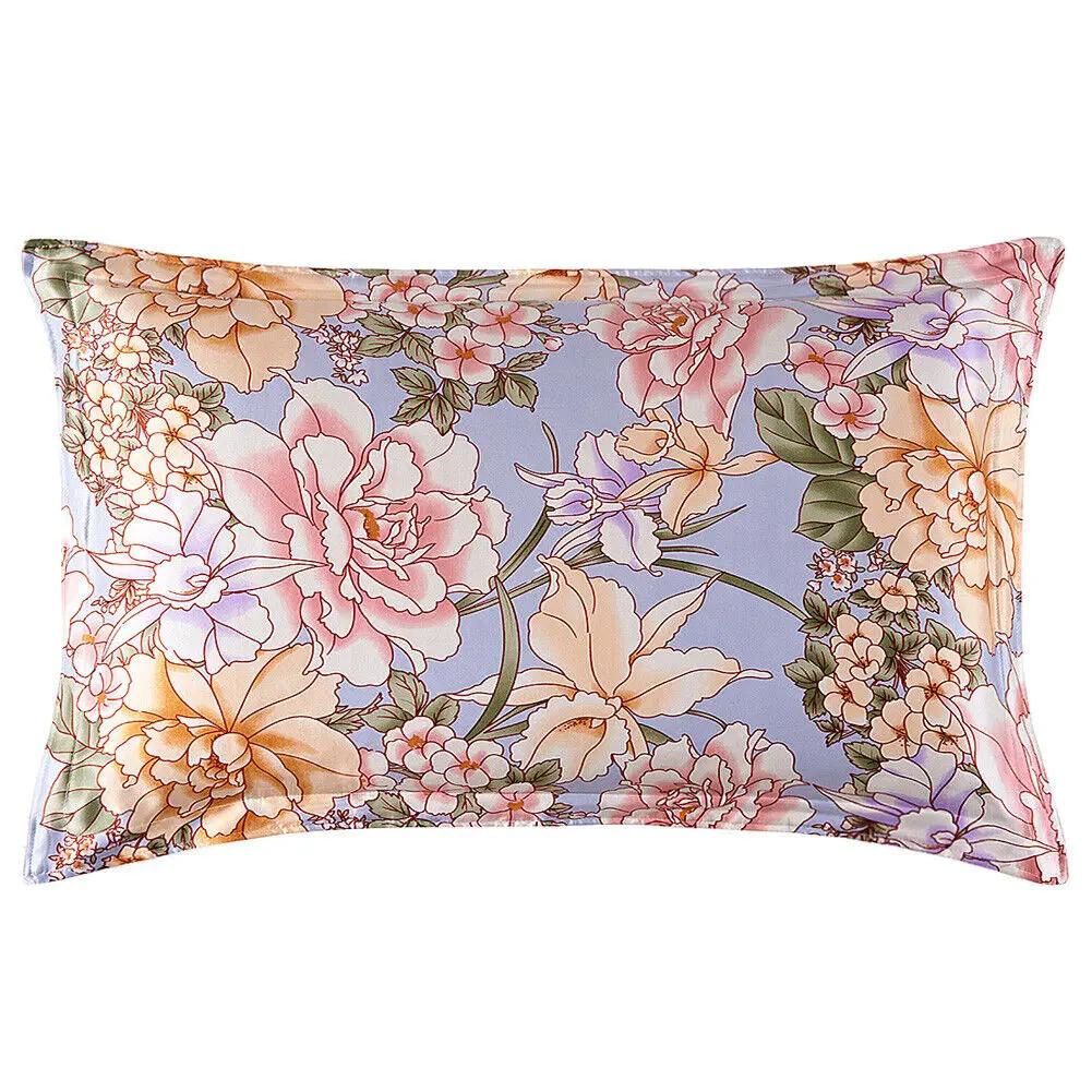 Pure Mulberry Silk Floral Pillowcase 25Momme Genuine Silk Retro Floral Pillowcover Home Cojines Soft Sofa Chair Coussin