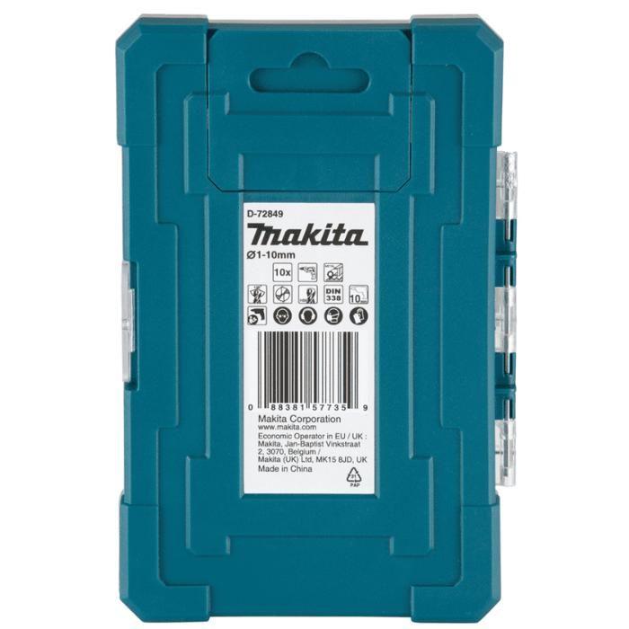 Makita D-72849 Jeu de forets à queue 1 mm, 2 mm, 3 mm, 4 mm, 5 mm, 6 mm, 7 mm, 8 mm, 9 mm, 10 mm 1 pc(s)