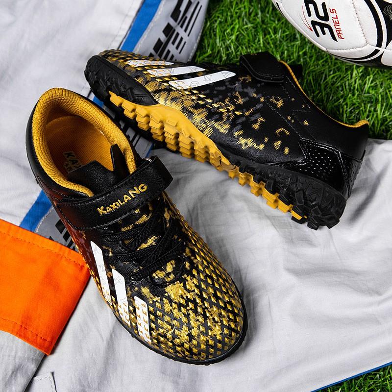 Youth Soccer Cleats Kids Boys Girls Low-Cut TF Rubber Sole Non-Slip Training Shoes With Hook-and-Loop