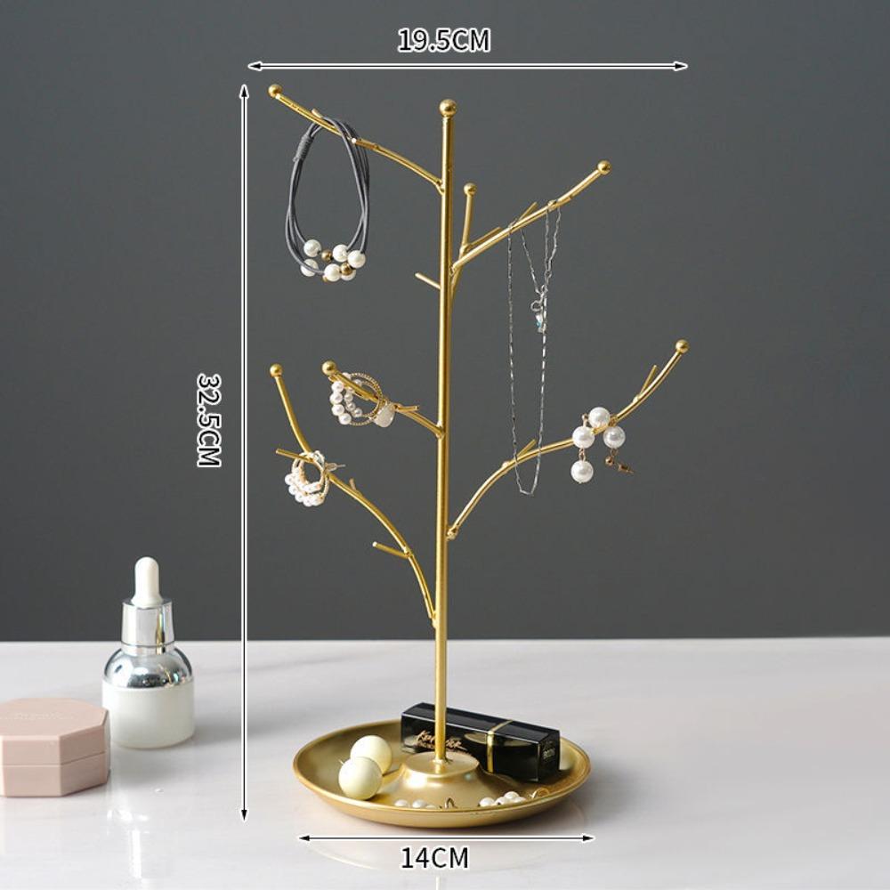 with Tray Necklace Earring Organizer Holder Tree Bracelet Rings Storage Rack Desktop
