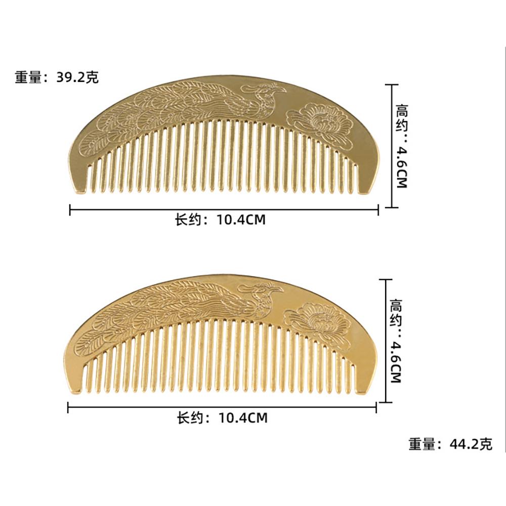 Retro Chinese Style Brass Comb Phoenix and Lotus Pattern Decorative Ornaments Dressing Table Decorations Wedding Gifts