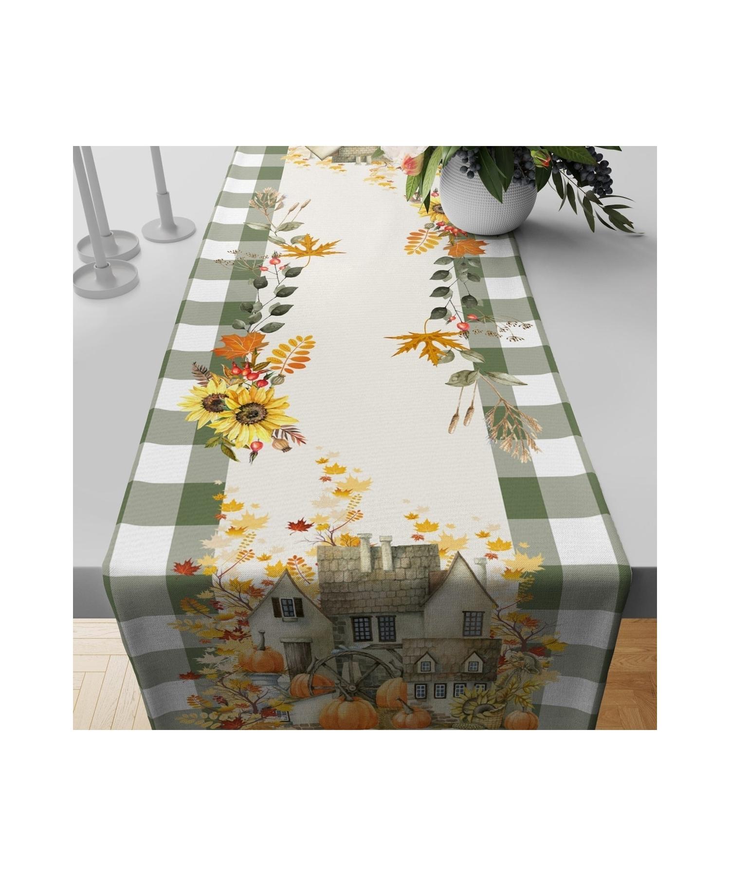 

Fall Green Plaid Pumpkin Runner