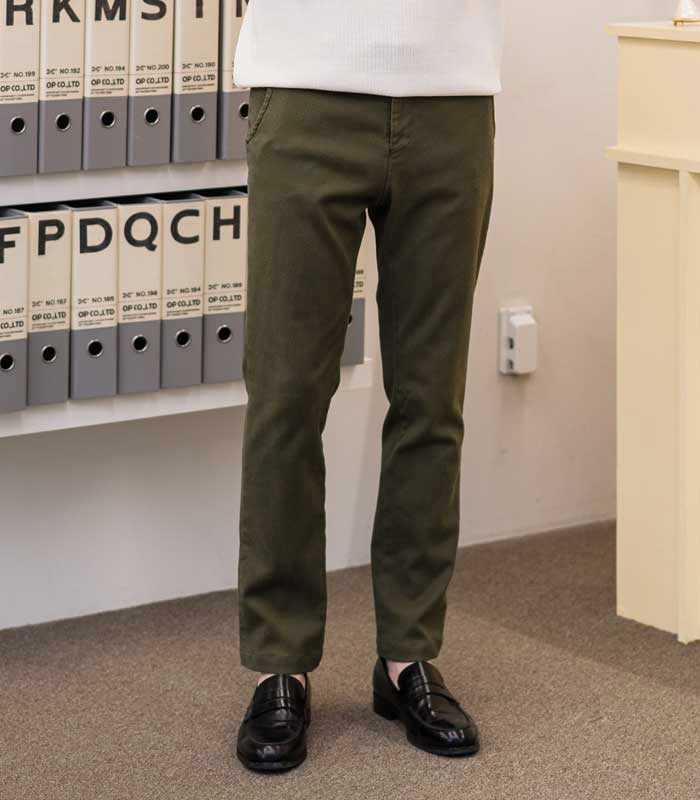 BLACKBROWN Garment-Dyed Slim Fit Cotton Pants [Khaki]