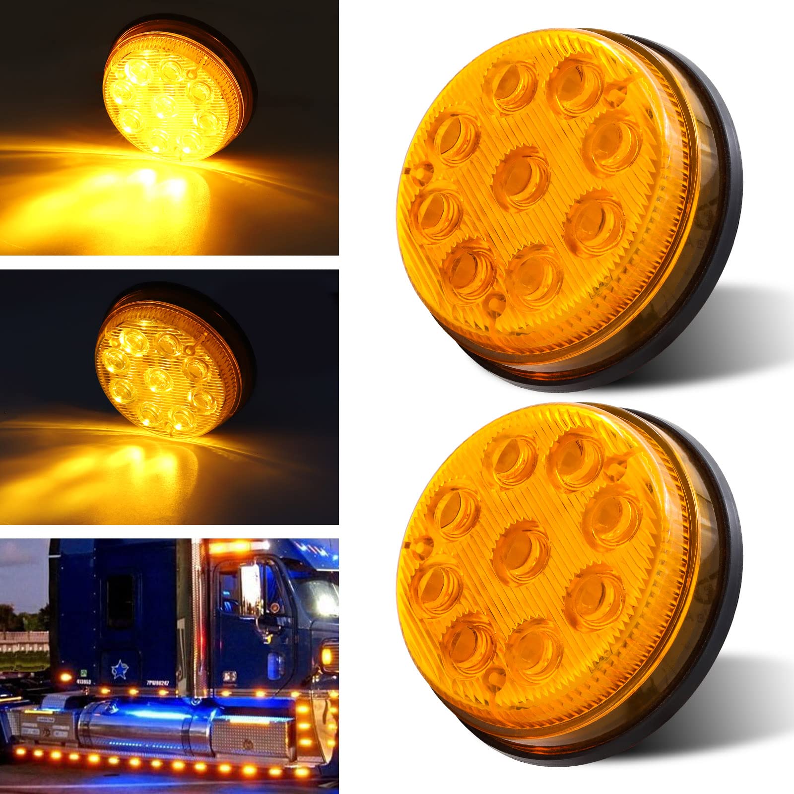 LED Side Marker Light 9LED Truck Position Lamp 12V 24V жёлтый