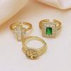 Copper Plated Zirconium Lucky Tree Cross Open Ring Women'S Light Luxury Design Hand Jewelry