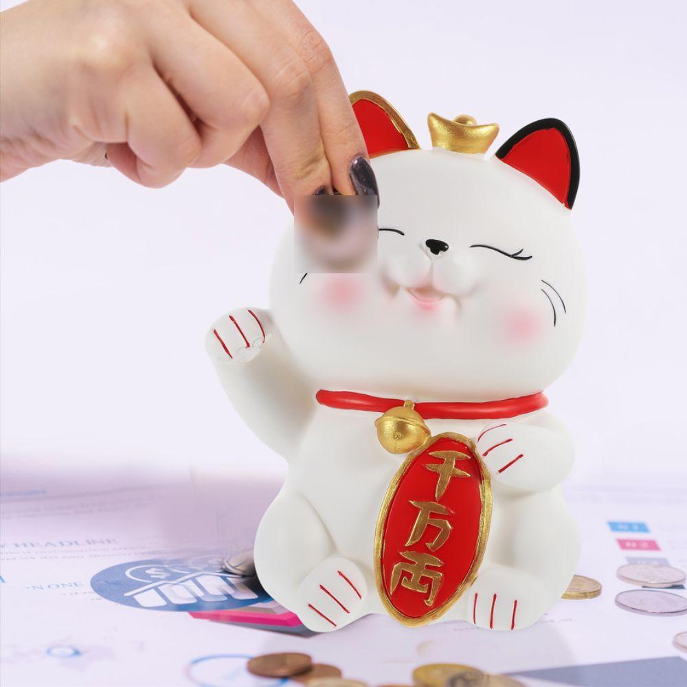 Large capacity Cat Piggy Bank Durable Lucky Cat Figurine Cartoon Cat-shaped Saving Box  New Years