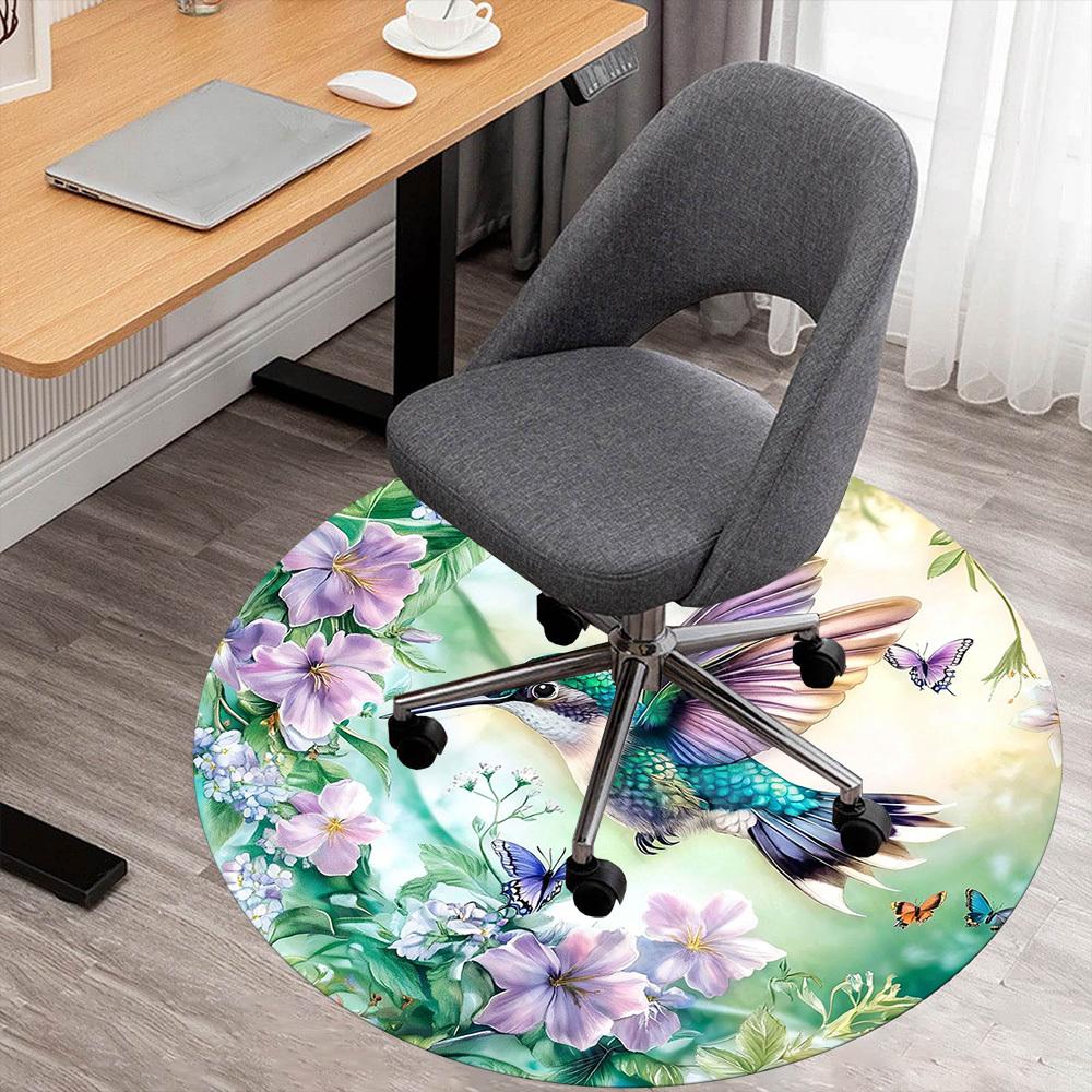 

1PC Hummingbird Flowers Office Round Area Rug, Under Office Chairs Bedroom Living Room Home Decor, Carpet for Office -1110114 80cm by 80cm