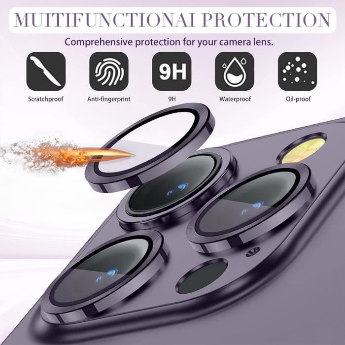 Protection Caméra Verre Trempé pour iPhone 14 Pro et iPhone 14 Pro Max - BOOLING - Rigide 9H - Contour Violet