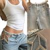 Amerikanische Retro-Stern-Hohl-Heiß-Diamant-Jeans Kinder Sommer Neu Spice Girl Design-Sinn Lässige Bodenwischer-Hose
