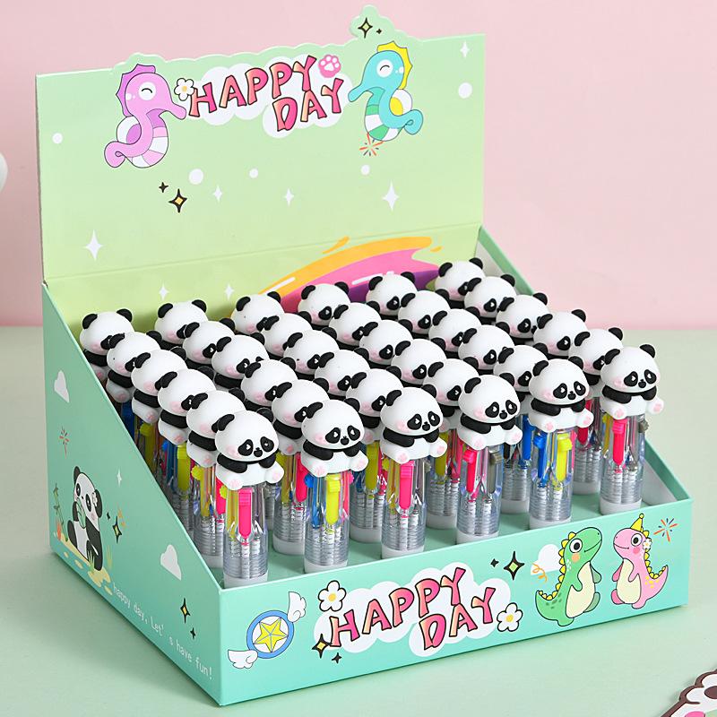 

36Pcs Cute Cartoon Panda Mini Four-color Ballpoint Pen for Office Work, Brushing Questions, Signing Writing, Diaries, Notes, Student Classroom Prizes, Random style 36Pcs